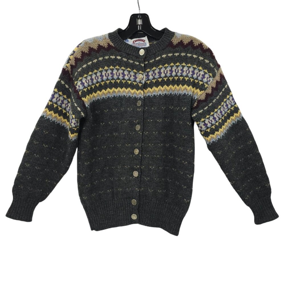 Cambridge Dry Goods Sweater Button Front Womens S Vintage USA Fair Isle Nordic